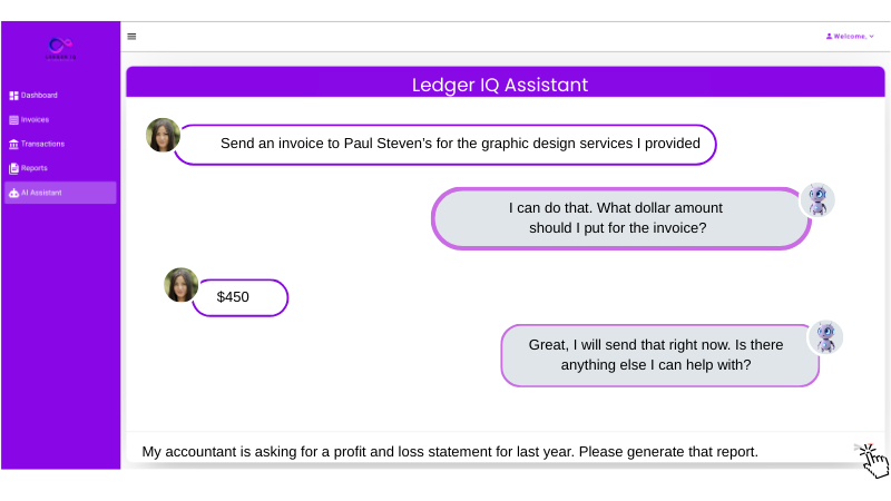 Ledger IQ AI Assistant Conversation